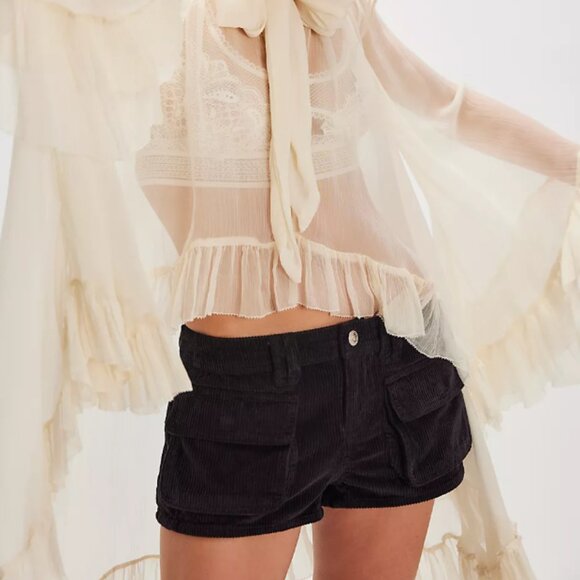 We The Free Knock Out Cord Shorties Color: Jet Black - Picture 3 of 4